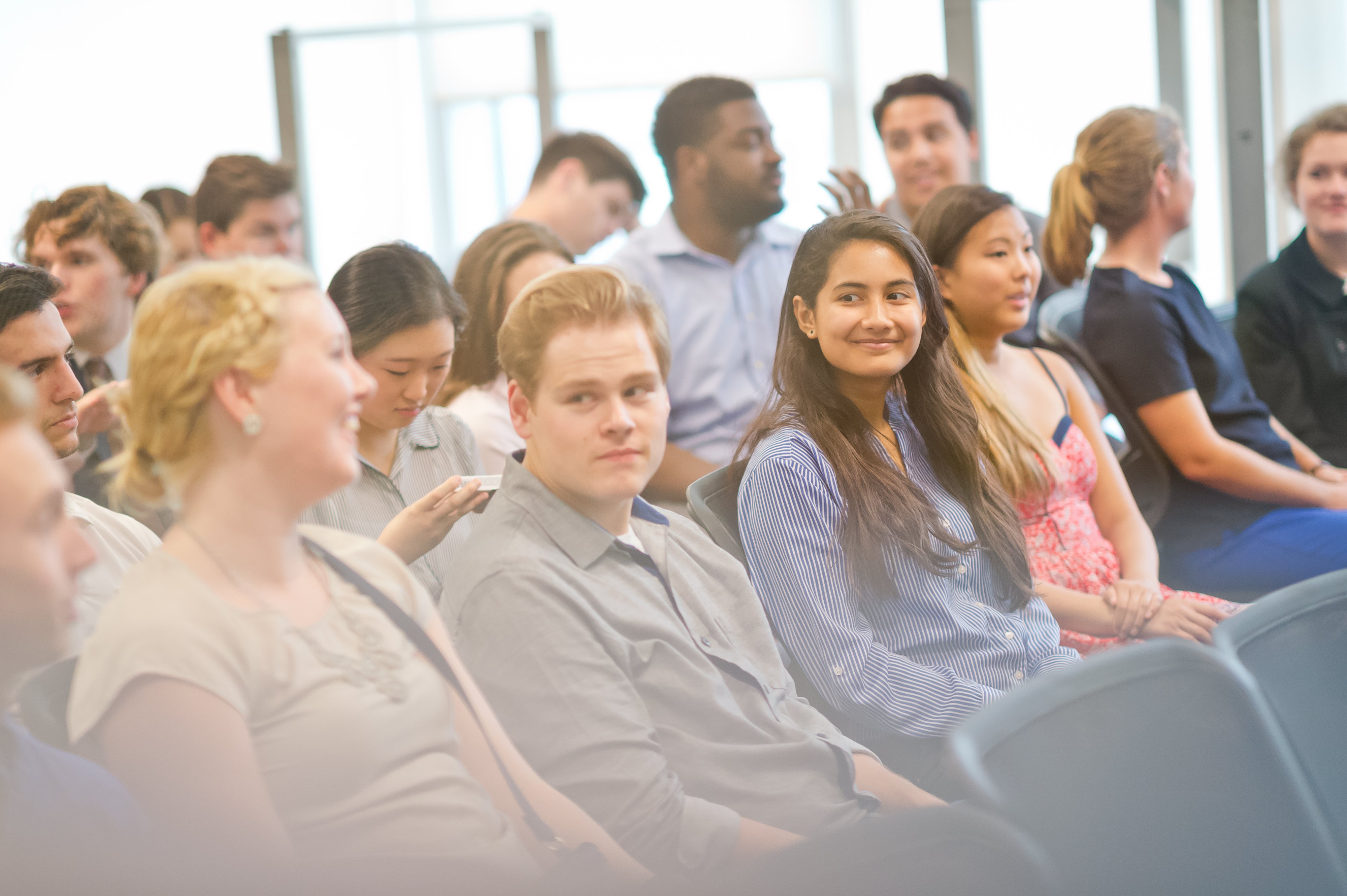 International students on the first day of internship